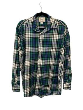 Vintage 70s Sears Roebuck & Co Plaid Flannel Shirt M 100% Cotton Casual